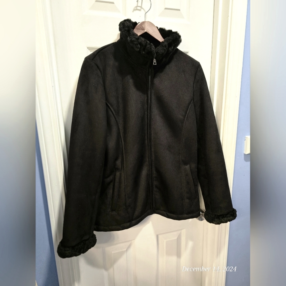 ESPRIT Outerwear machine washable faux sueded fur lined coat, NWOT, size Medium